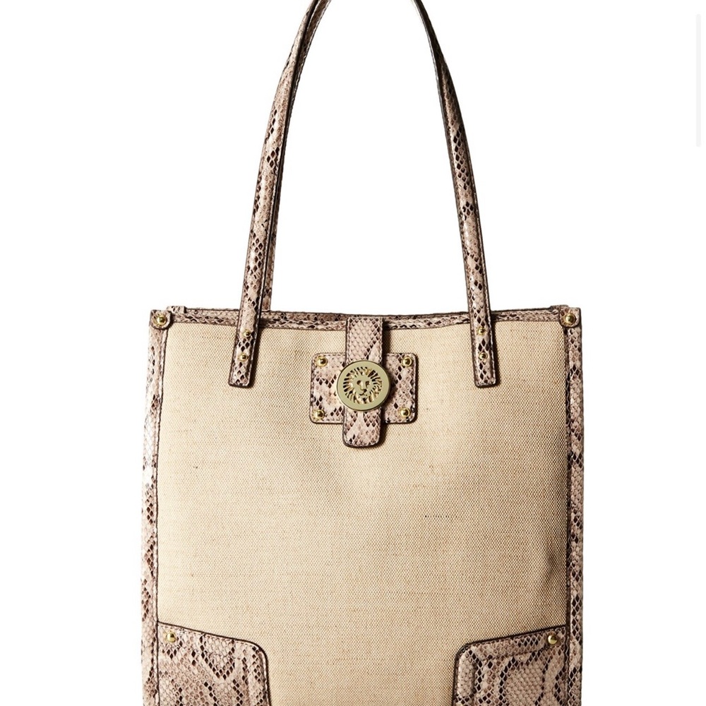 Anne Klein Beige and Snake Print Tote